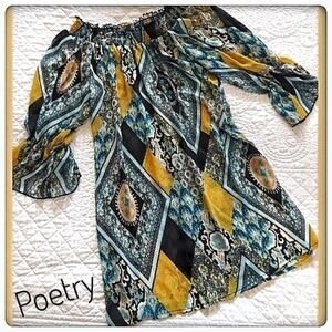 Harlequin Print Tunic Top POETRY Size M Dress Off the Shoulder Loose Casual